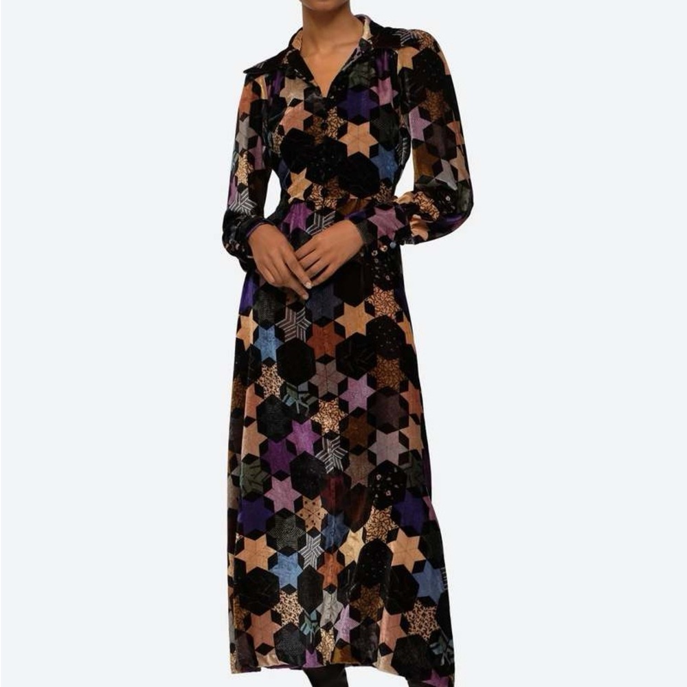 Sea NY Estrella star velvet midi dress